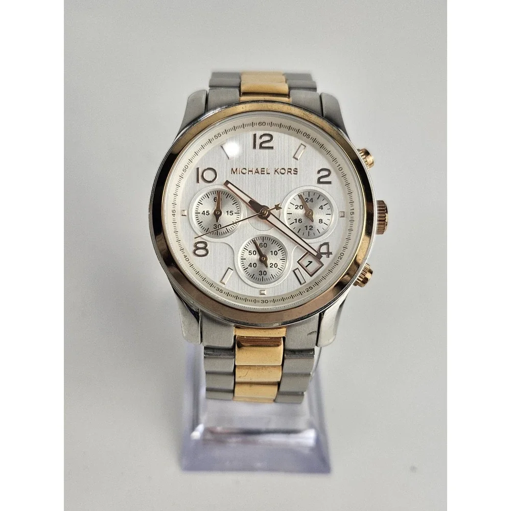 MICHAEL KORS Chronograph Womens Stainless Steel‎ MK-5315 Watch Runs w/Box Links